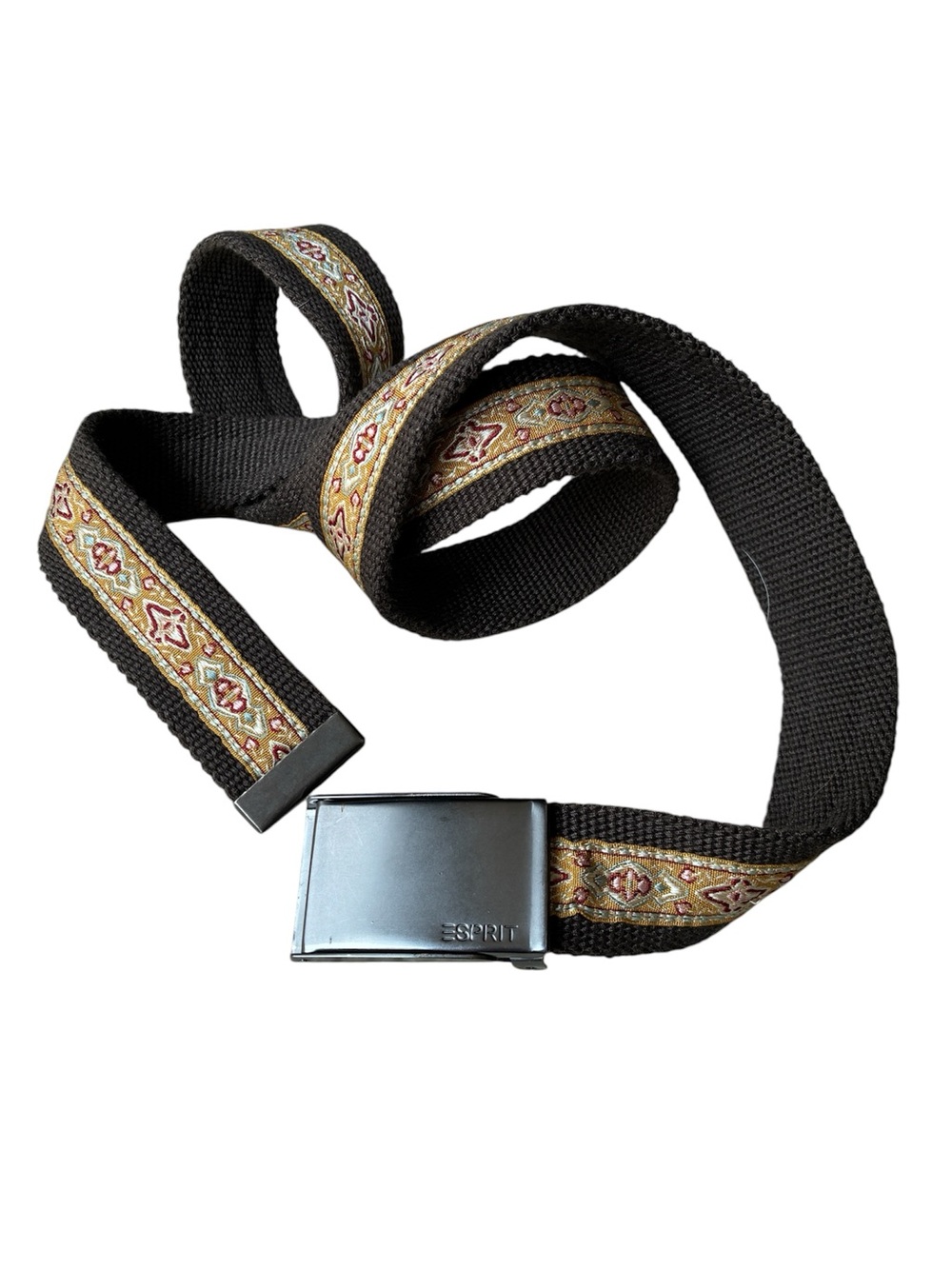Esprit Women's Woven Jacquard Trim Canvas Belt Size Large